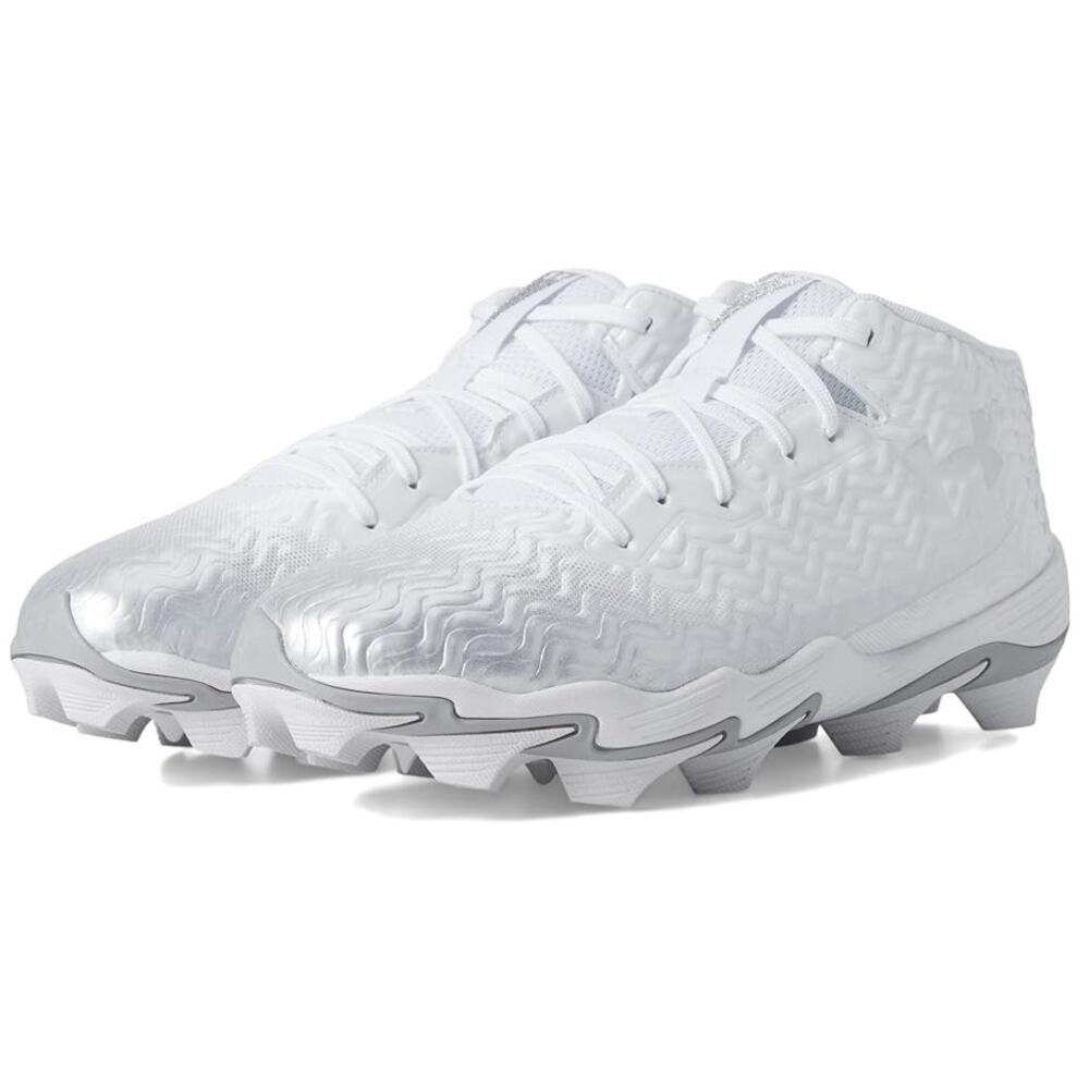 Under Armour Mens Spotlight Hammer RM Football Cleats US 7.5 White Silver GUC